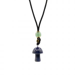 Cord Necklace Gemstone Pendant - Sodalite Mushroom