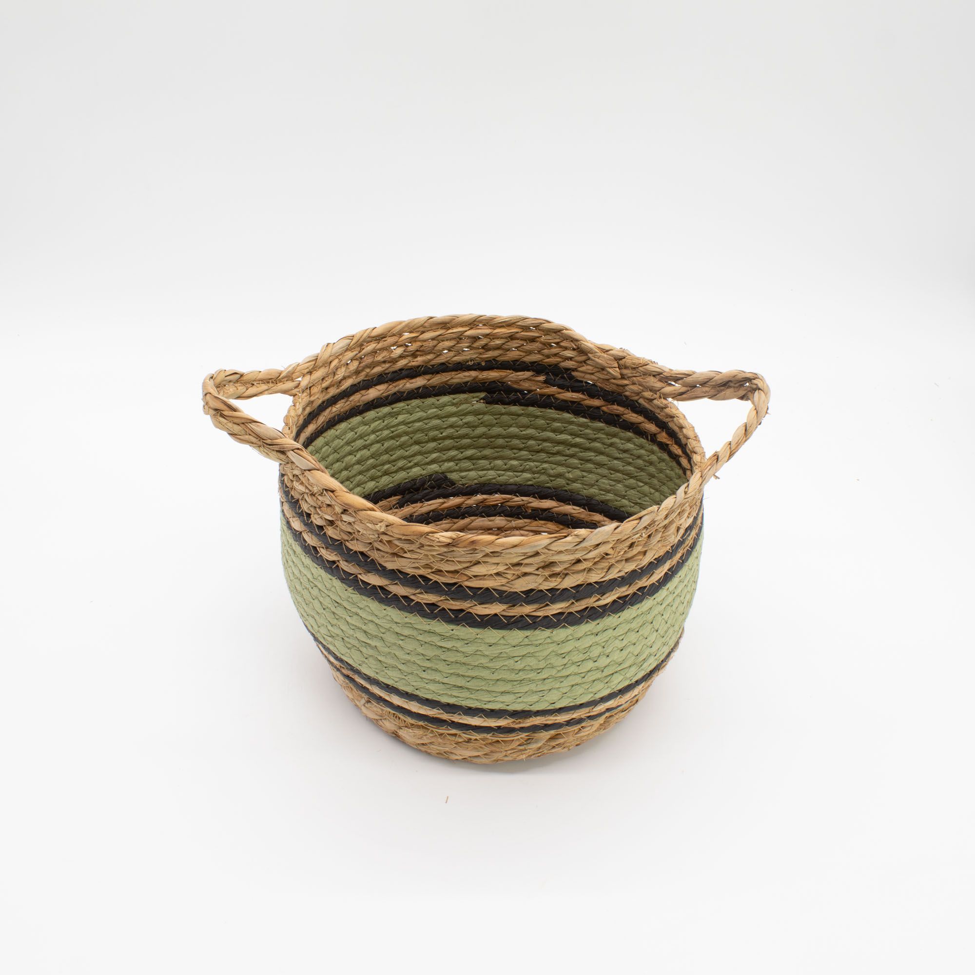 Cotton & Seagrass Large Baskets - Natural Black & Green- Set of 3 4 Cotton & Seagrass Large Baskets - Natural Black & Green- Set of 3 - Image 4