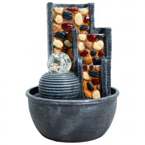 Pebble Wall Tabletop Water Feature with Crystal Ball (19x19x28cm)