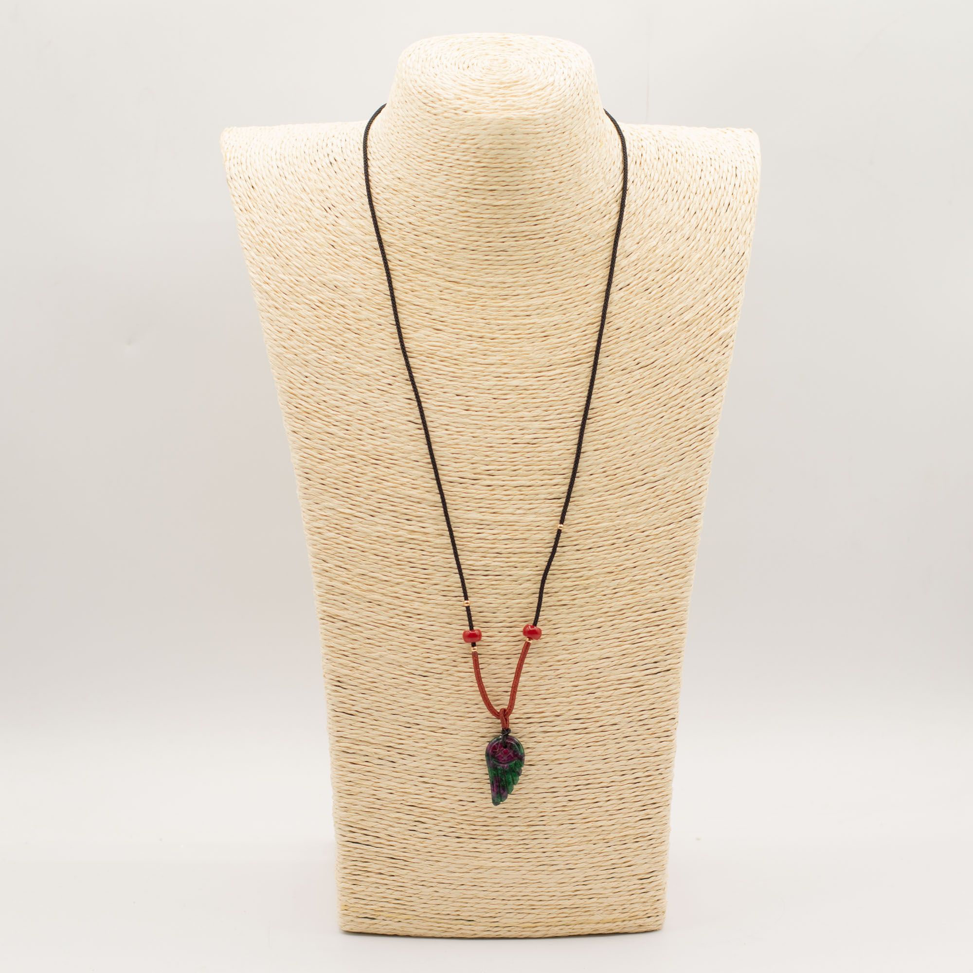 Cord Necklace Gemstone Pendant - Morganite Angel Wing 2 Cord Necklace Gemstone Pendant - Morganite Angel Wing - Image 2