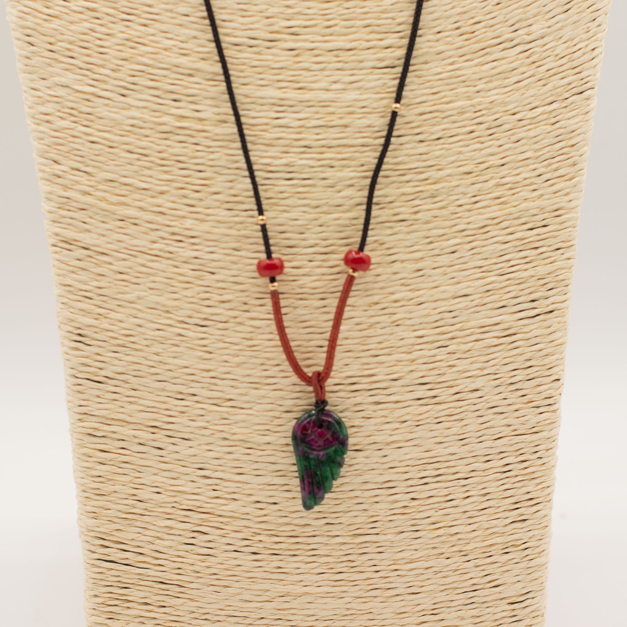 Cord Necklace Gemstone Pendant - Morganite Angel Wing 4 Cord Necklace Gemstone Pendant - Morganite Angel Wing - Image 4