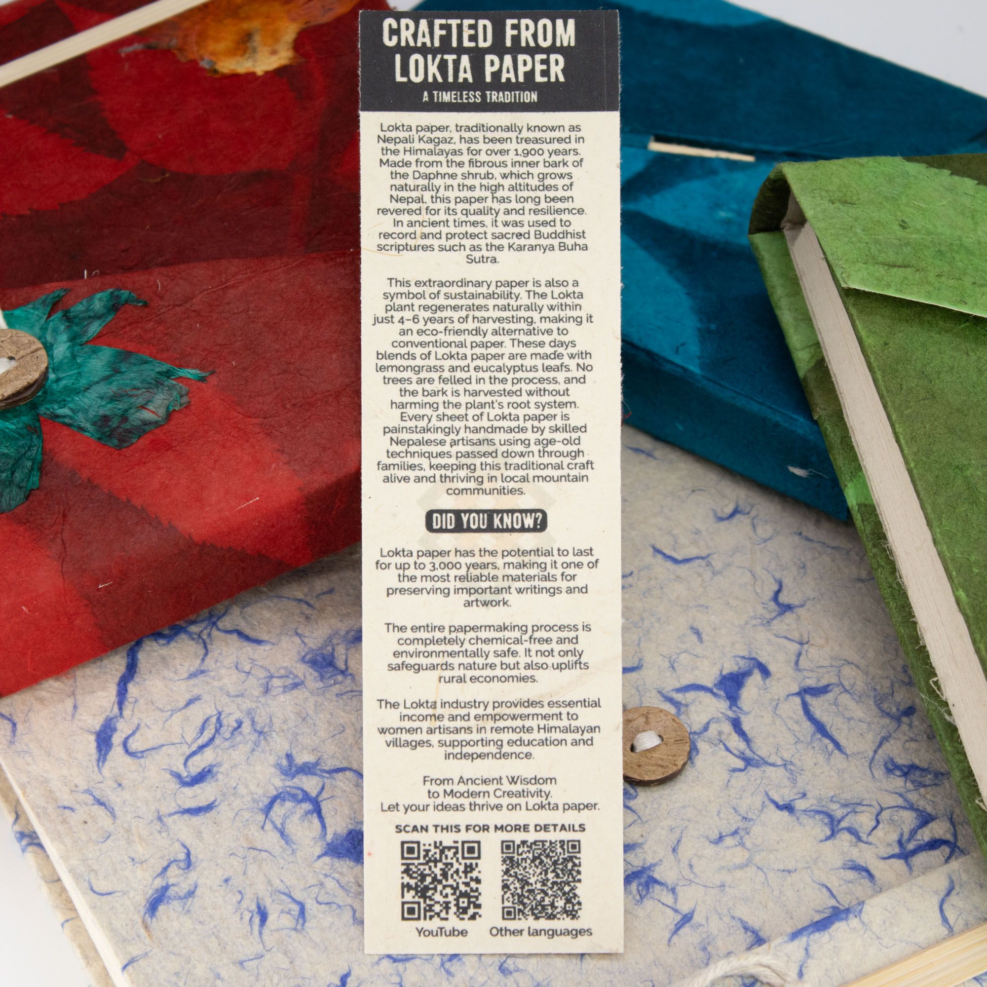 Lokta Bold Floral Bamboo Lock Notebook – Medium (15x12cm) – 45 Leaves – Mustard Brown 4 Lokta Bold Floral Bamboo Lock Notebook – Medium (15x12cm) – 45 Leaves – Mustard Brown - Image 4