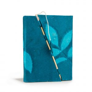 Lokta Bold Floral Bamboo Lock Notebook – Medium (15x12cm) – 45 Leaves – Midnight Blue