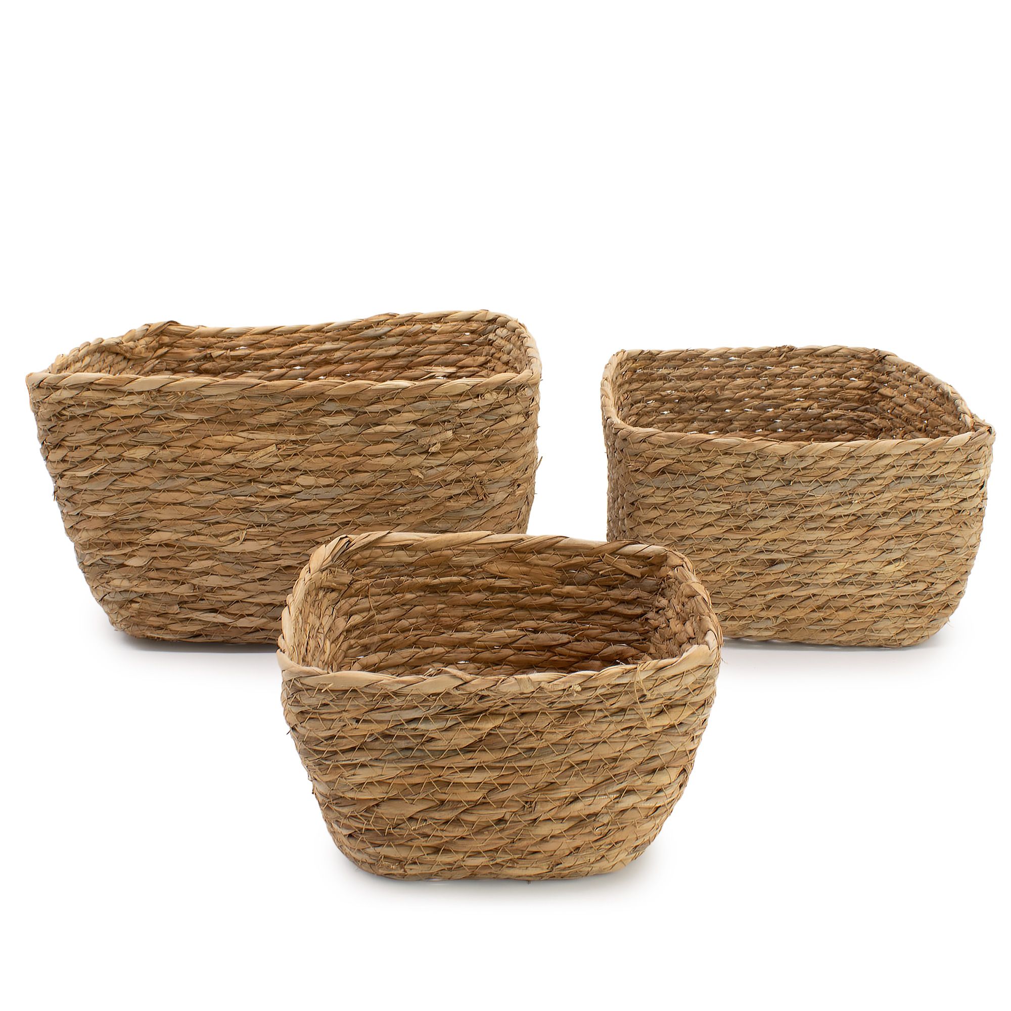 Seagrass Square Baskets - Natural - Set of 3 1 Seagrass Square Baskets - Natural - Set of 3