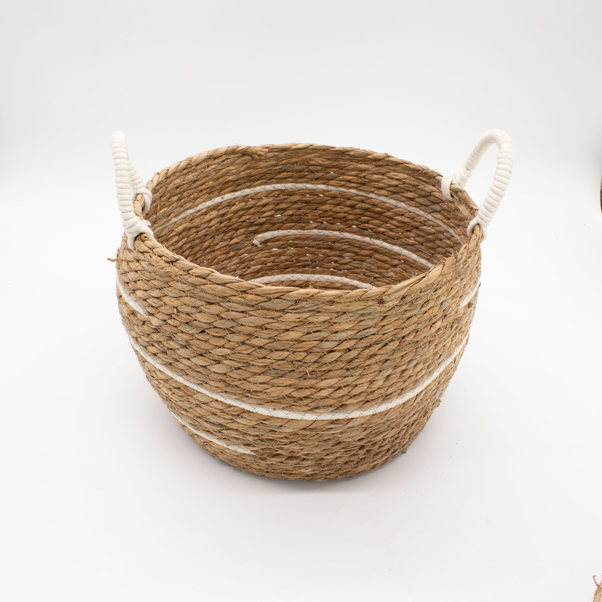 Cotton & Seagrass Large Baskets – Natural Stripes – Set of 3 3 Cotton & Seagrass Large Baskets – Natural Stripes – Set of 3 - Image 3