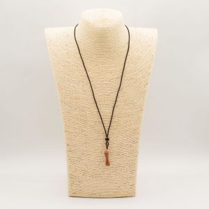 Cord Necklace Gemstone Pendant - Goldstone Bone