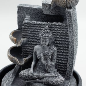 Tabletop Water Feature – 19x19x28cm – Buddha, Lotus Flower Cascading Potsx