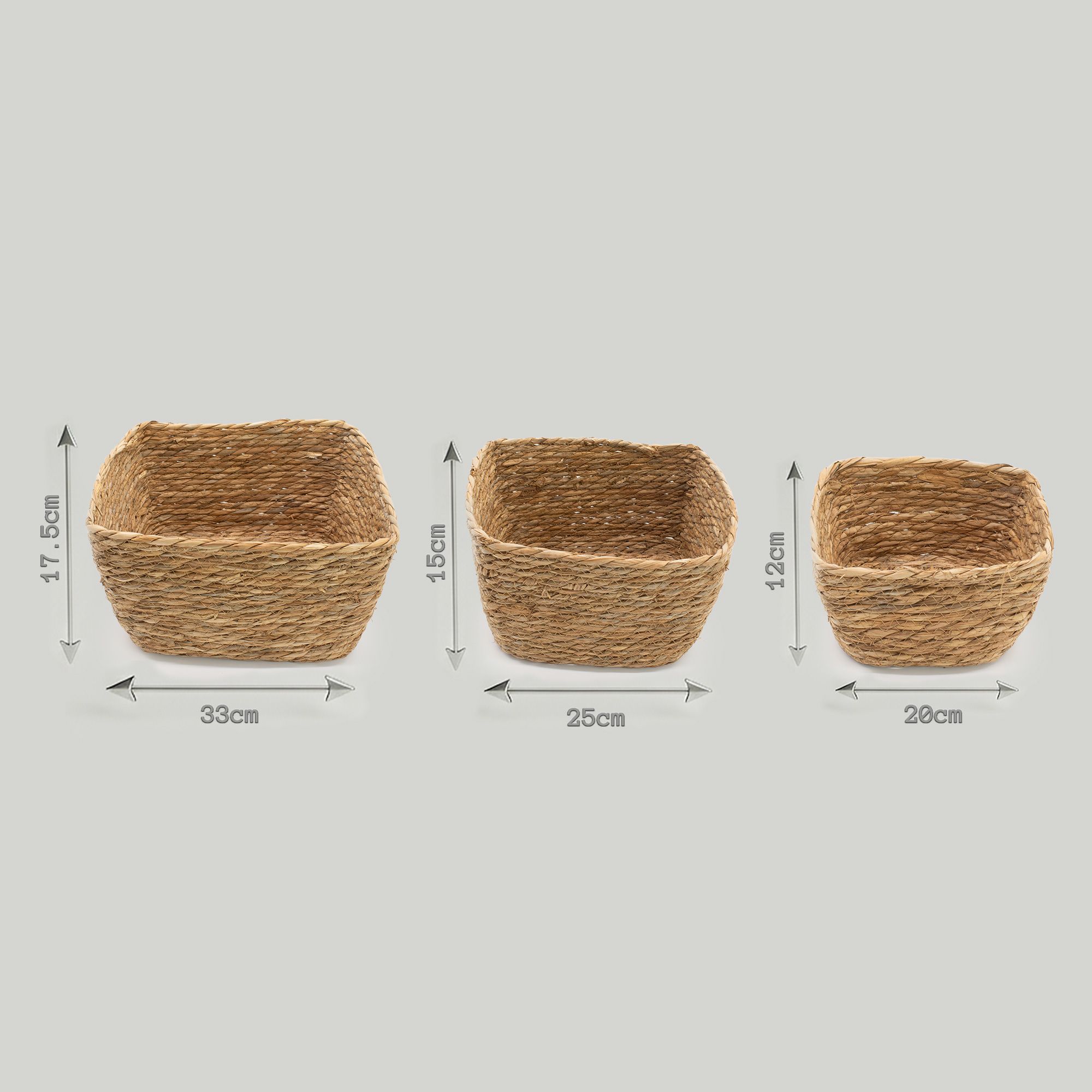 Seagrass Square Baskets - Natural - Set of 3 8 Seagrass Square Baskets - Natural - Set of 3 - Image 8