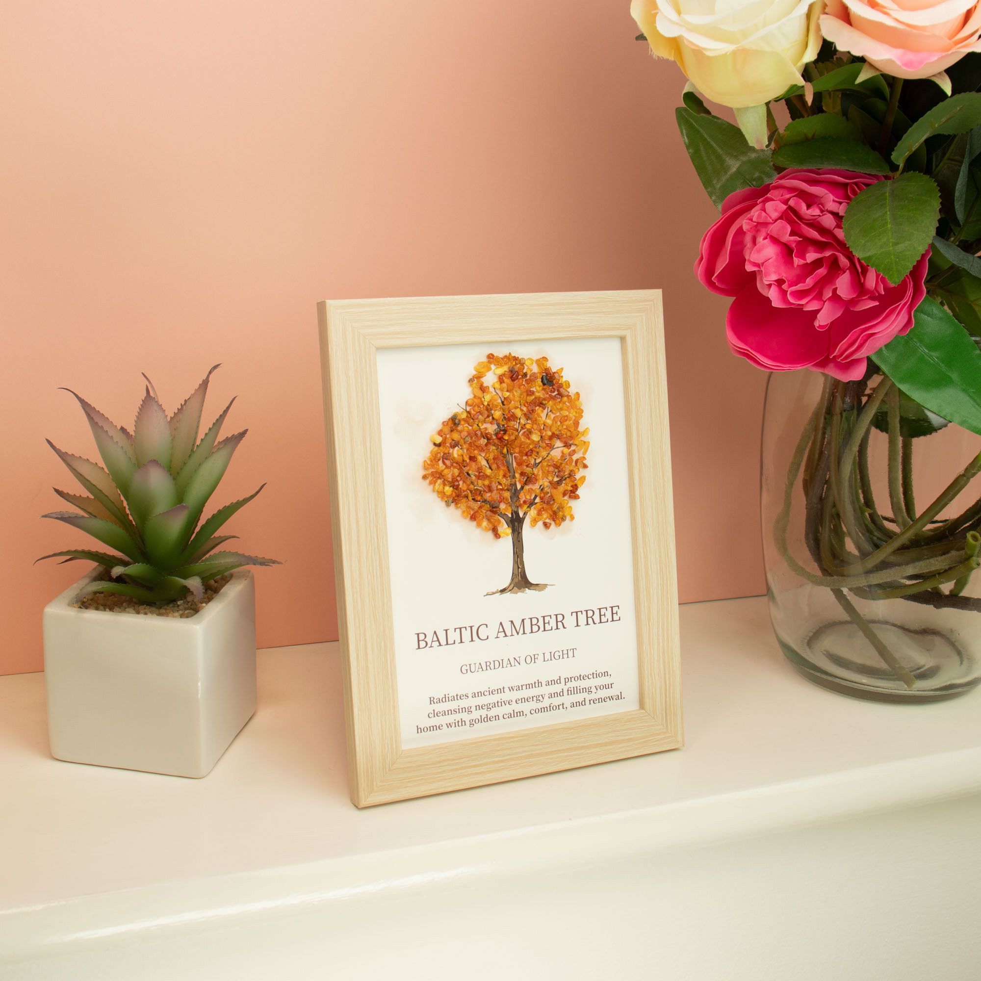 Gemstone Picture - Tree of Life - Baltic Amber (20x14.7x1cm) 2 Gemstone Picture - Tree of Life - Baltic Amber (20x14.7x1cm) - Image 2