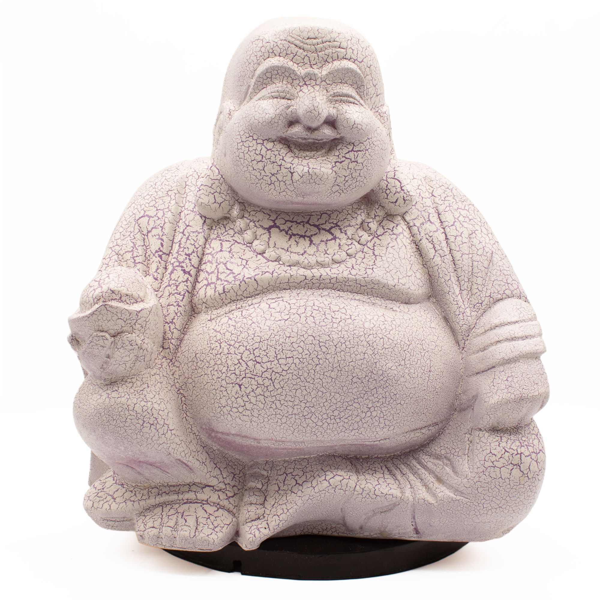 Laughing Buddha Lamp Lavender Crackle - Round Stand 2 Laughing Buddha Lamp Lavender Crackle - Round Stand - Image 2