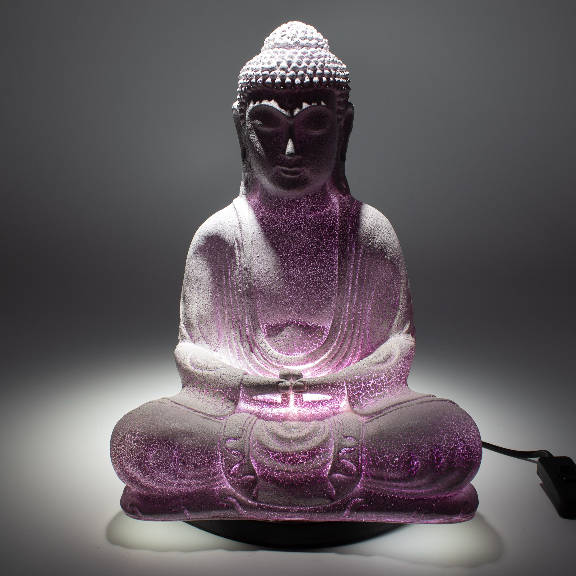 Meditation Buddha Lamp Lavender Crackle - Oval Stand 6 Meditation Buddha Lamp Lavender Crackle - Oval Stand - Image 6