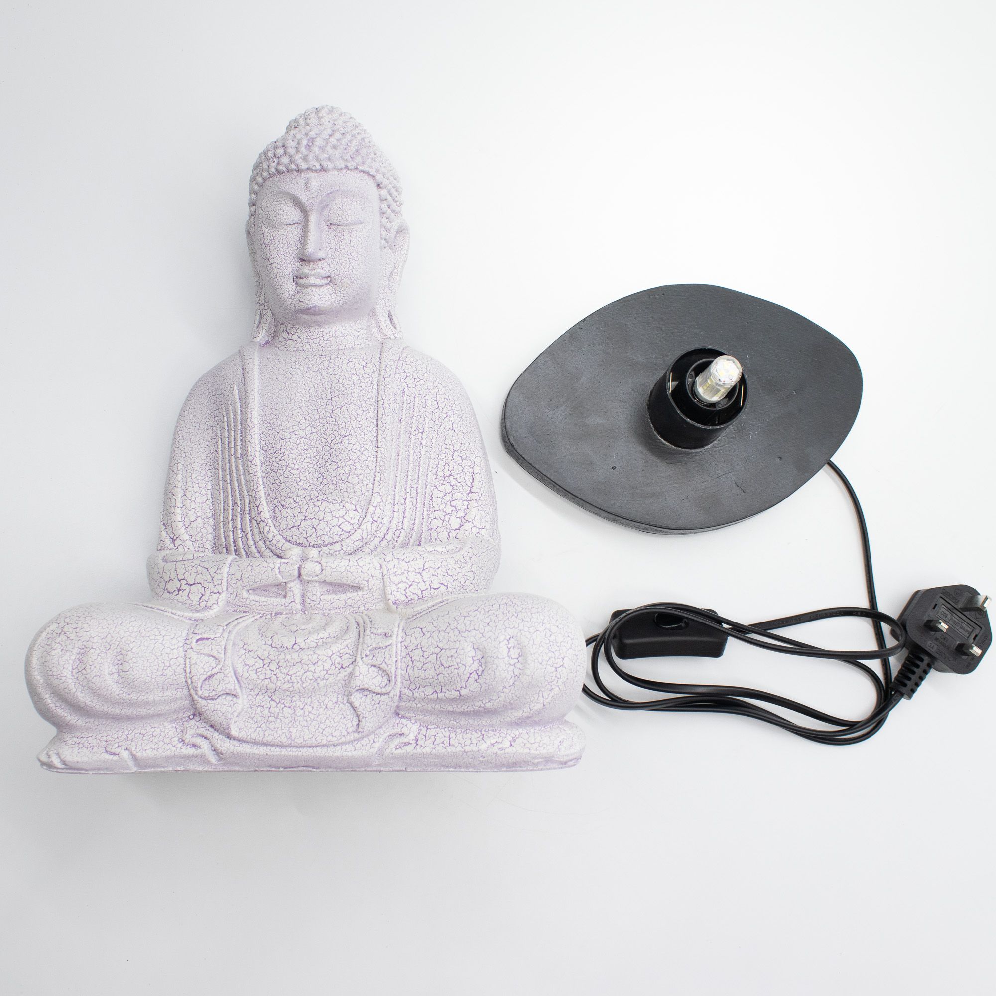Meditation Buddha Lamp Lavender Crackle - Oval Stand 4 Meditation Buddha Lamp Lavender Crackle - Oval Stand - Image 4