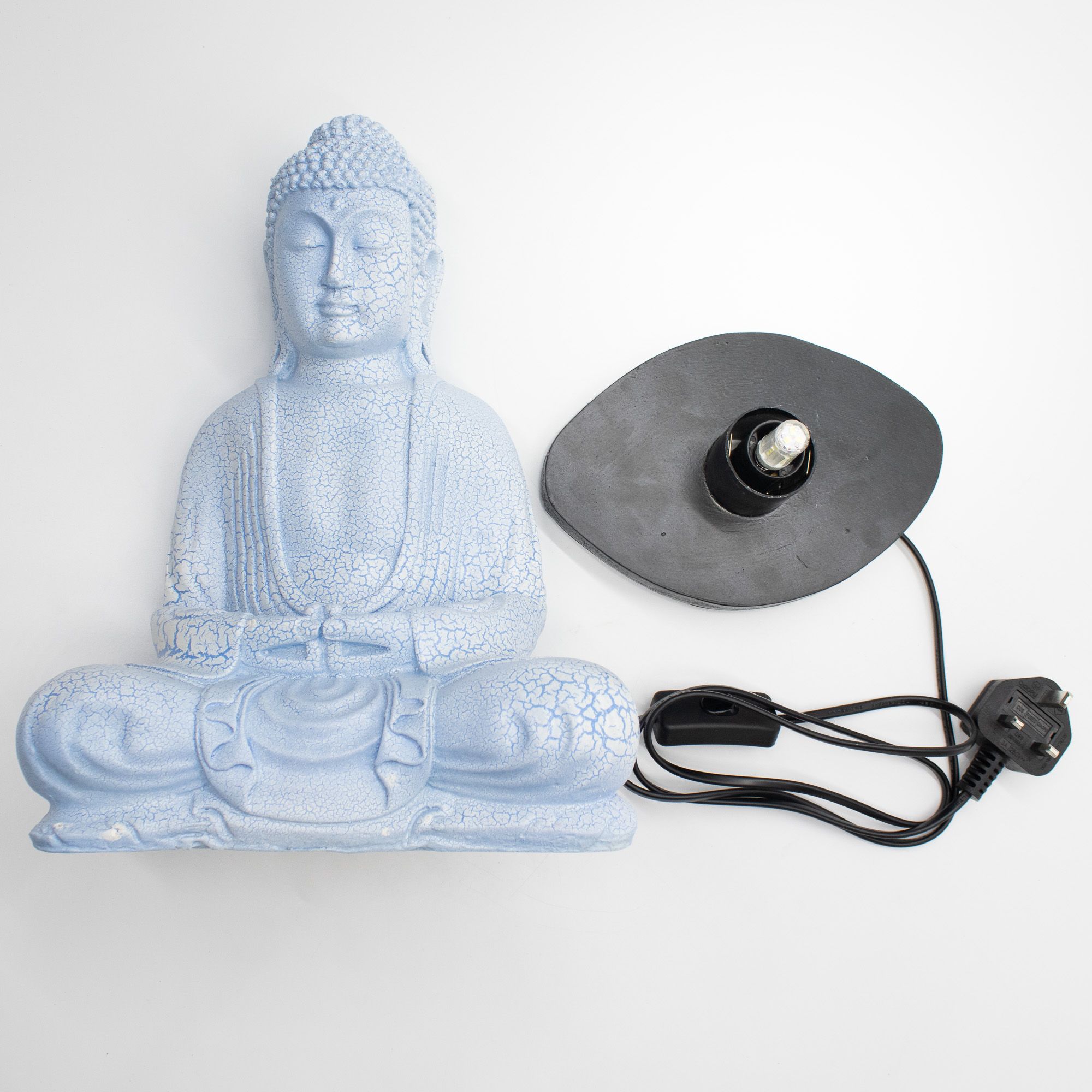 Meditation Buddha Lamp Sky Blue - Oval Stand 6 Meditation Buddha Lamp Sky Blue - Oval Stand - Image 6