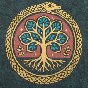 Nomad Sari Stonewashed Cotton T-Shirt - Tree of Life - Green - XL