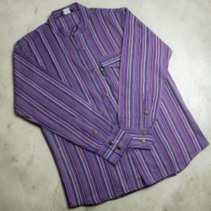Nomad Sari Grandad Shirt - Black Purple - Medium