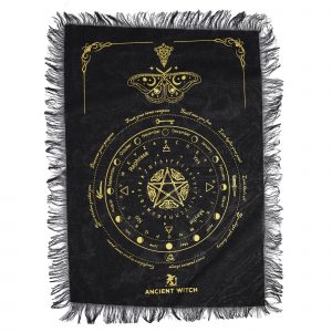 Ancient Witch Pendulum Divination Cloth - Mystic Moth - Black & Gold