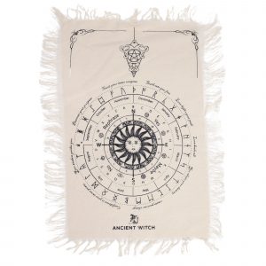 Ancient Witch Pendulum Divination Cloth - Sun Face - Natural & Black