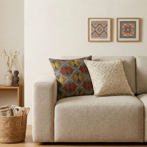 Classic Cushion Cover - Neutral Geo Creme - 45x45cm
