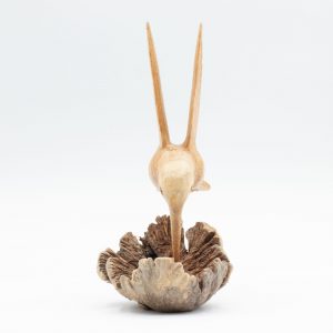 Handmade Parasite Wood Art Carving - Nectar Drinking Hummingbird