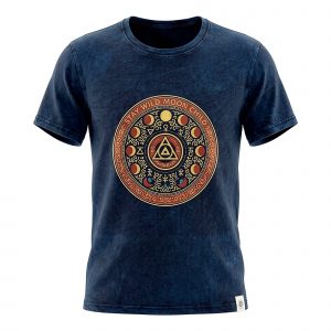 Nomad Sari Stonewashed Cotton T-Shirt - Stay Wild Moon Child - Blue - Large
