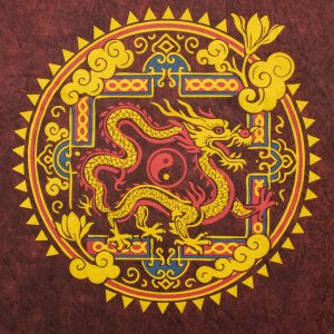 Nomad Sari Stonewashed Cotton T-Shirt - Dragon Mandala - Maroon - Small