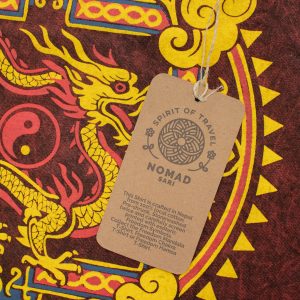 Nomad Sari Stonewashed Cotton T-Shirt – Dragon Mandala – Maroon – Small
