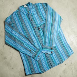 Nomad Sari Grandad Shirt - Turquoise - Medium