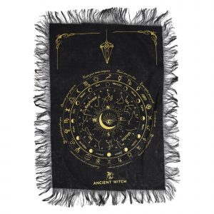 Ancient Witch Pendulum Divination Cloth - All Seeing Eye - Black & Gold