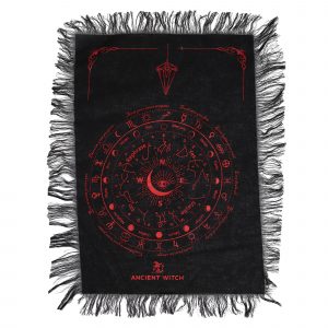 Ancient Witch Pendulum Divination Cloth - All Seeing Eye - Black & Blood Red