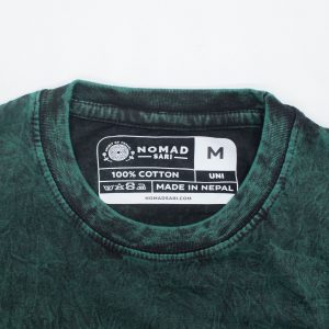 Nomad Sari Stonewashed Cotton T-Shirt - Tree of Life - Green - Medium