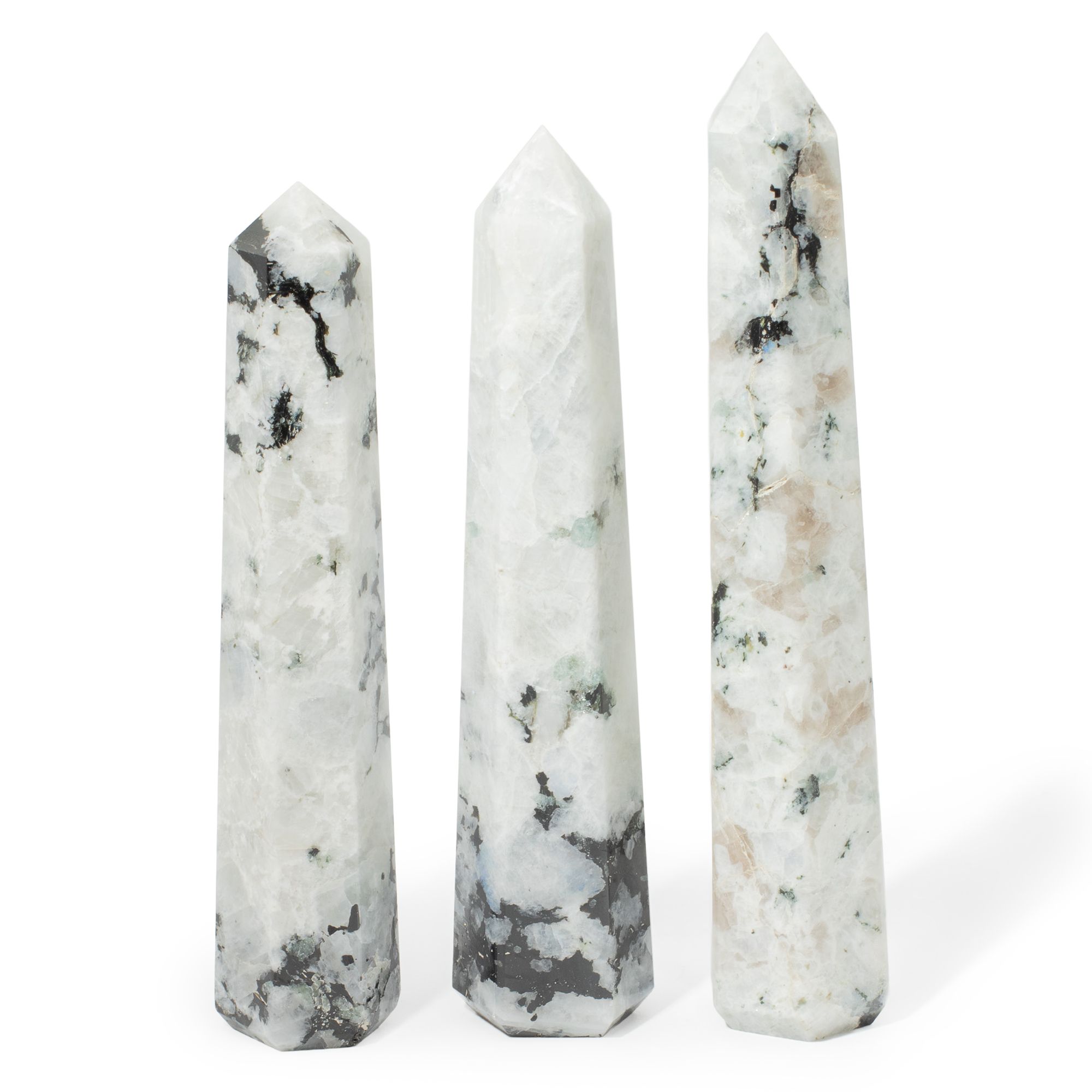Gemstone Six Face Obelisk Point approx 17cm - Rainbow Moonstone - Image 2