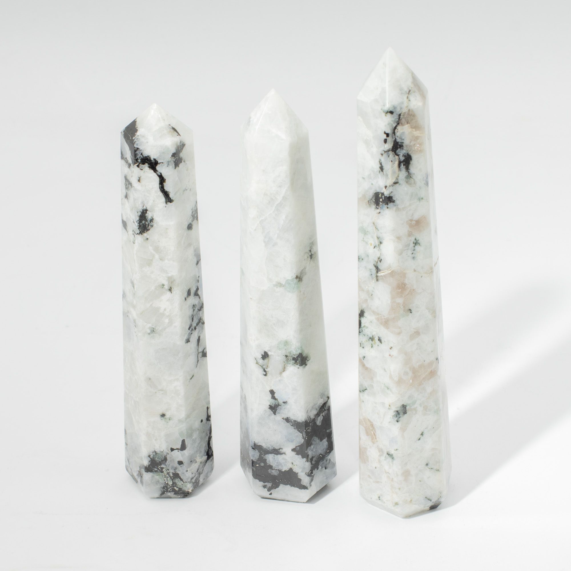 Gemstone Six Face Obelisk Point approx 17cm - Rainbow Moonstone - Image 4