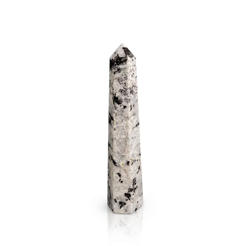 Gemstone Six Face Obelisk Point approx 17cm - Rainbow Moonstone - Image 5