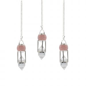 The Heart Whisperer- Double Power Pendulum - Rose Quartz Globe - Clear Quartz Double Terminated