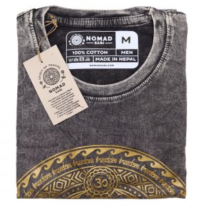 Nomad Sari Stonewashed Cotton T-Shirt – Chakra – Dark Grey – Medium