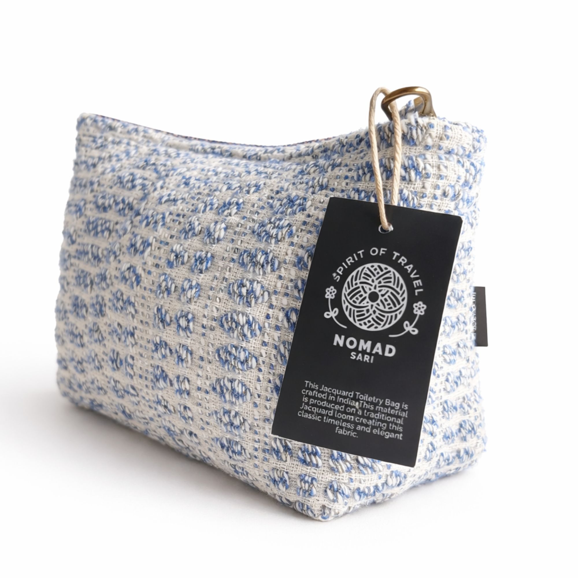 Nomad Sari Indian Jacquard Toiletry Bag - Indigo Echo - Image 5