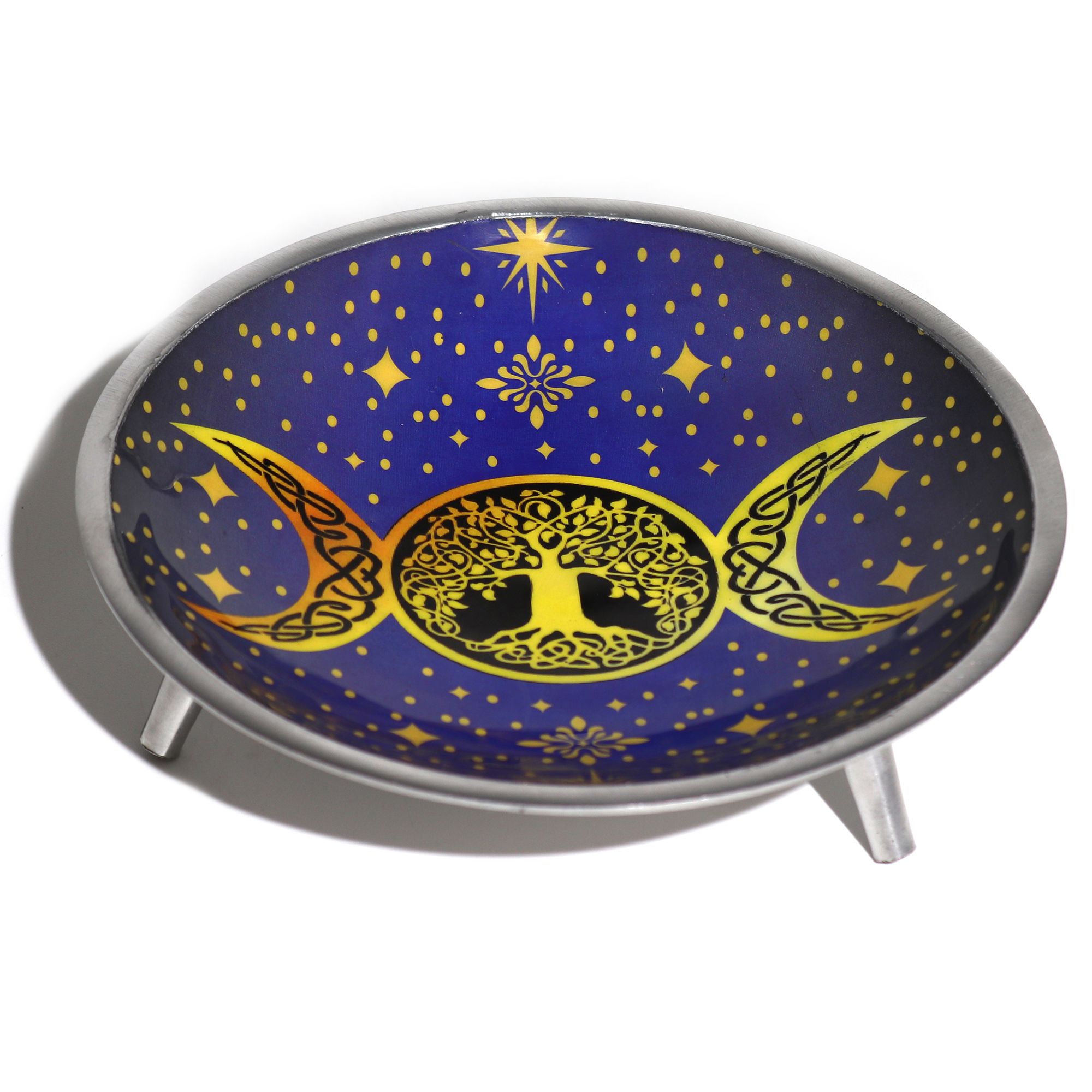 Triple Leg Enamelled Offering Plate - Purple Triple Moon - Image 2