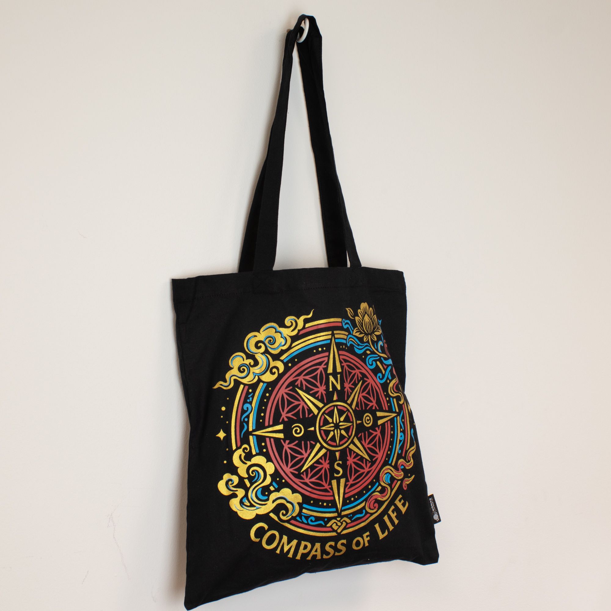 Iconic Classic Tote Bag - Compass of Life - Black 6oz - Image 7
