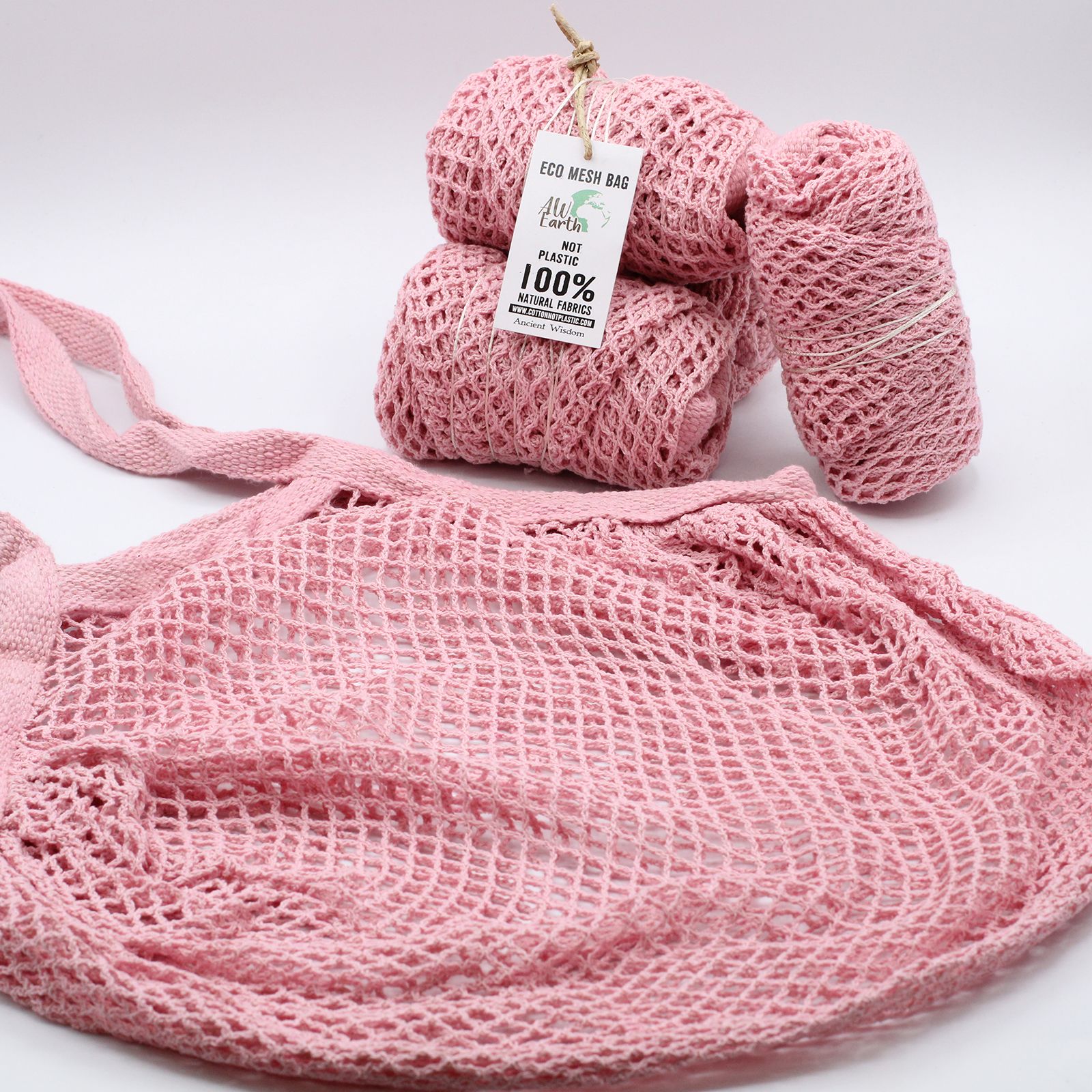 Pure Cotton Mesh Bag - Rose - Image 6