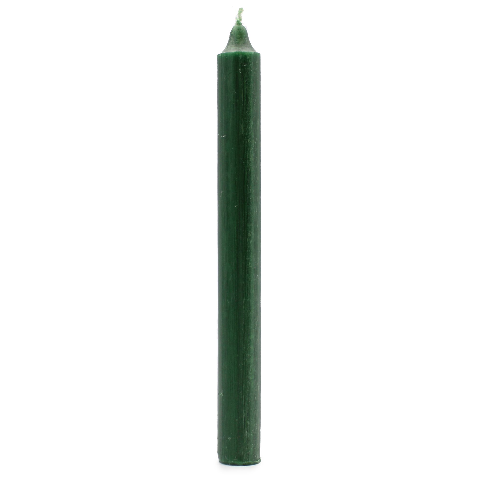 Solid Colour Dinner Candles - Rustic Holly Green - Pack of 5 - Image 2
