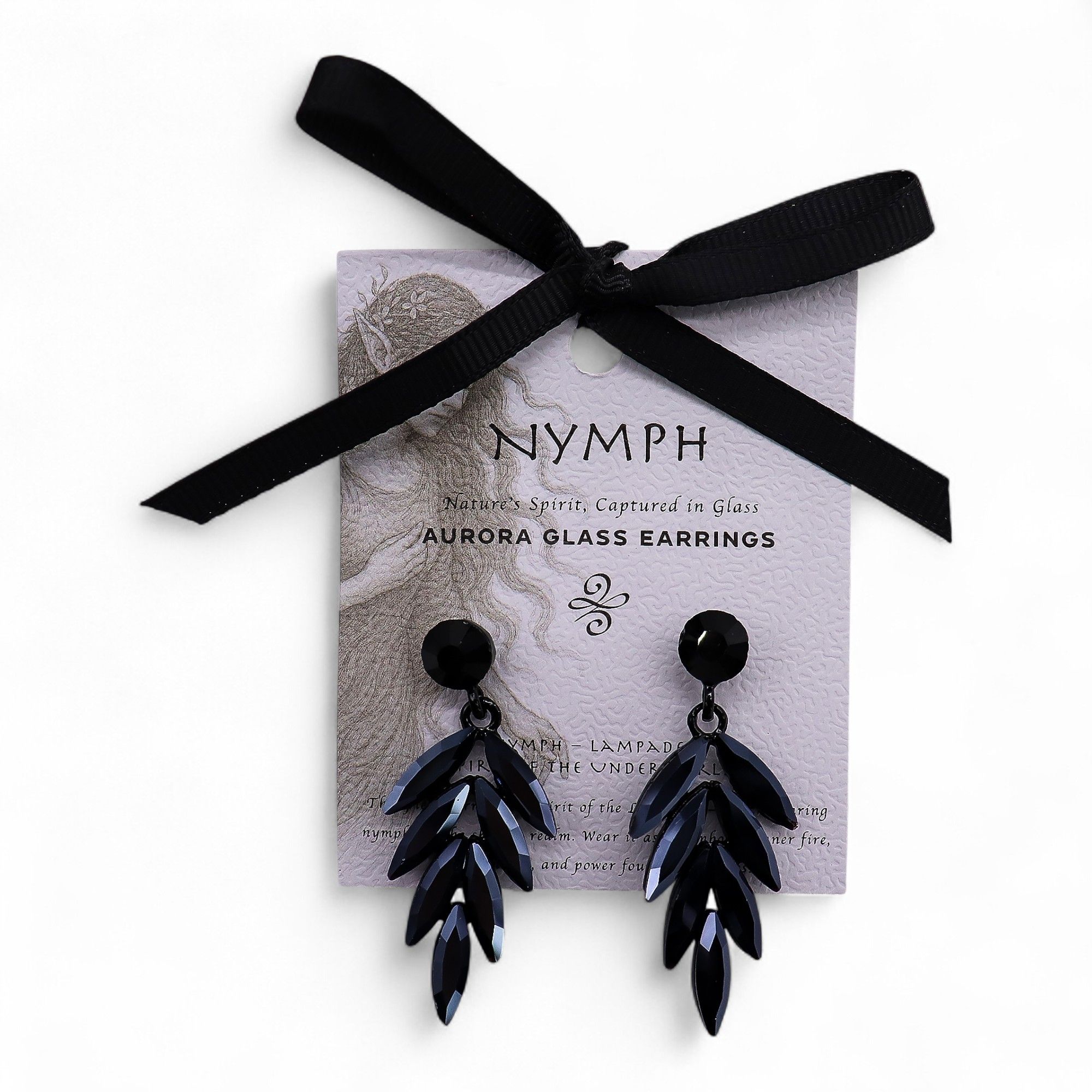 Jet Black - Vintage Glass - Long Drop - Earrings - Image 4