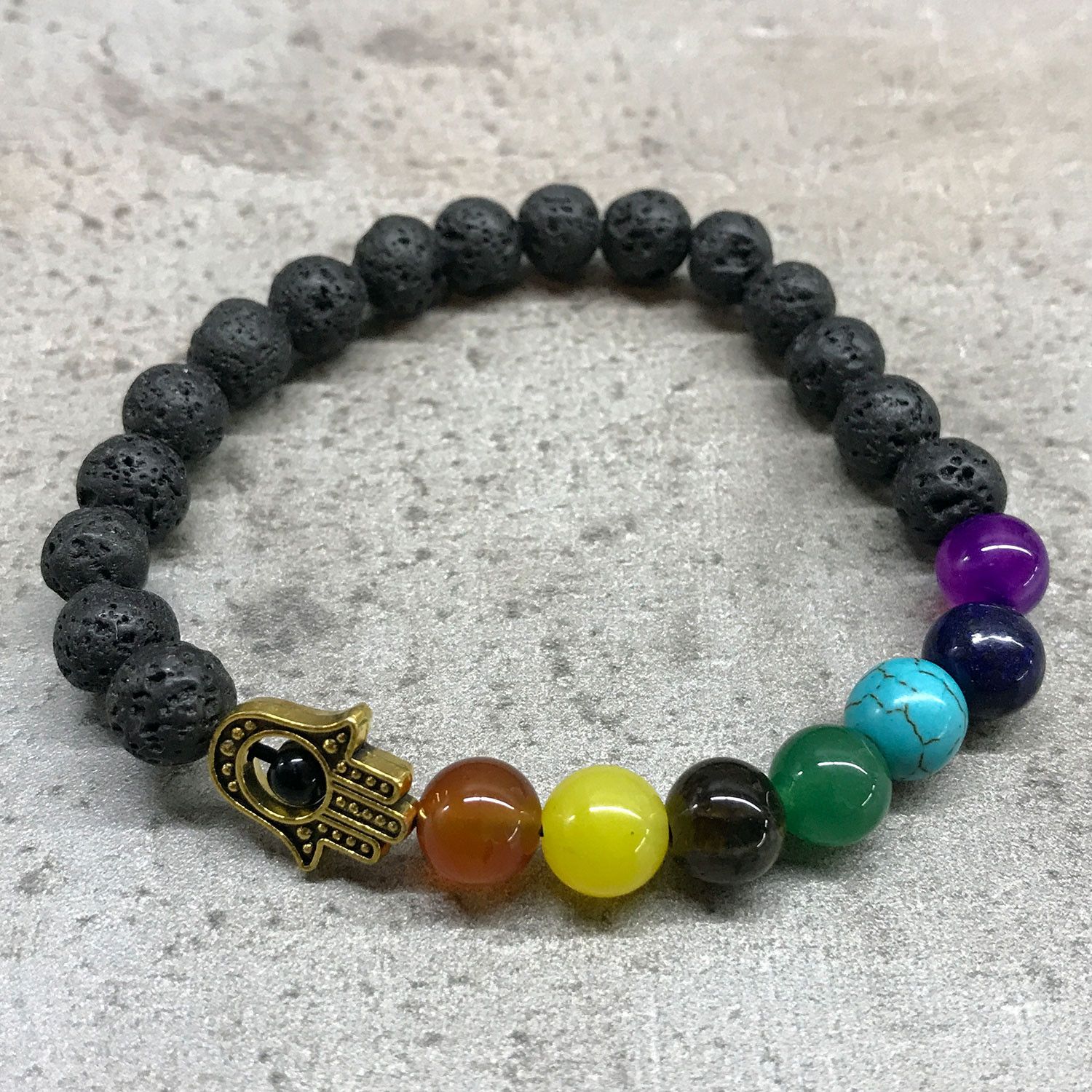 Lava Stone Bracelet - Hamsa Chakra - Image 2