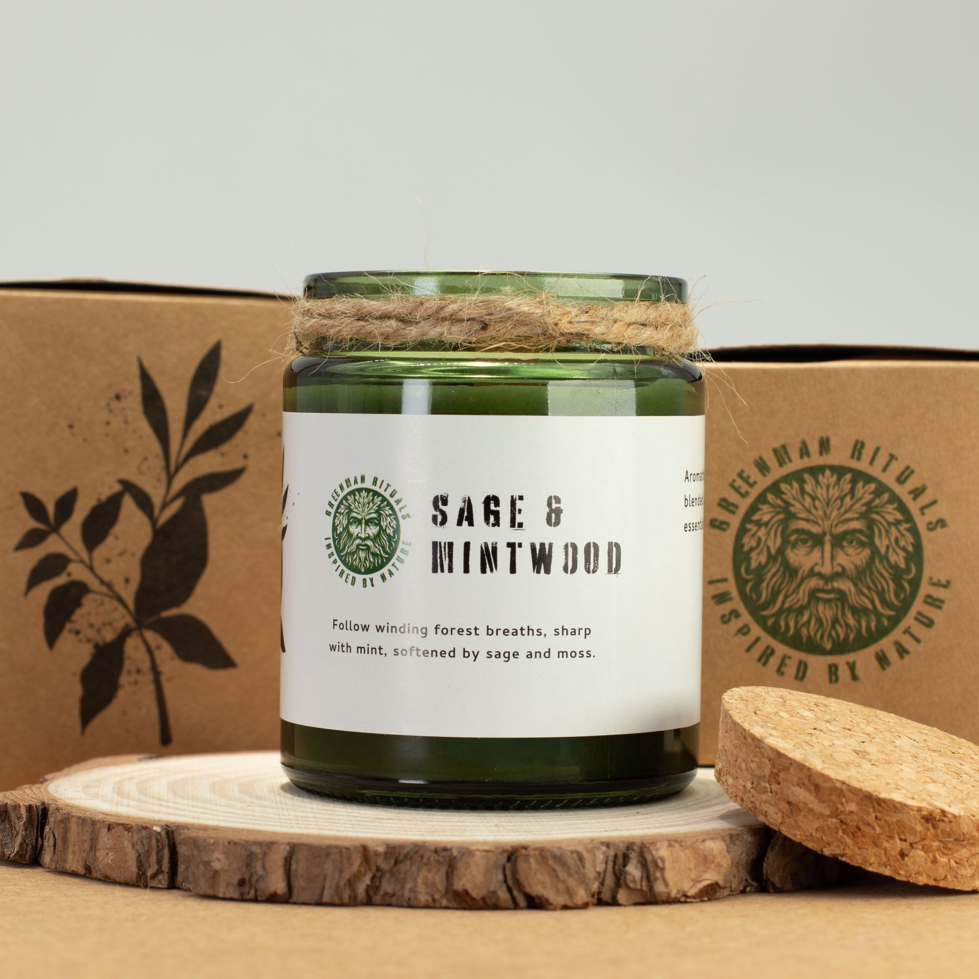 Greenman Woodwick Soy Candle - Sage & Mintwood - Image 6
