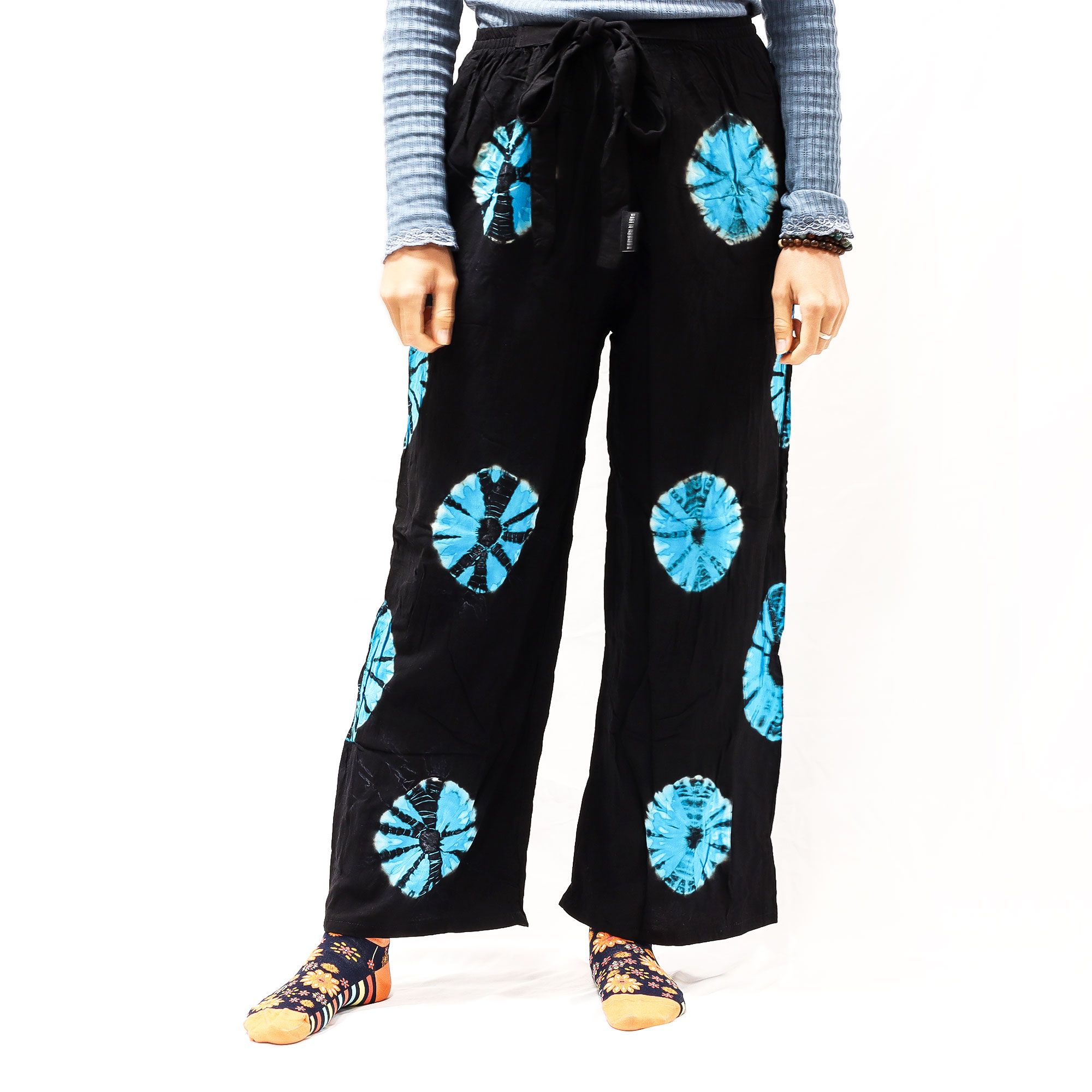 Japanese Style Lounge Pants - Black & Blue - L - Image 10
