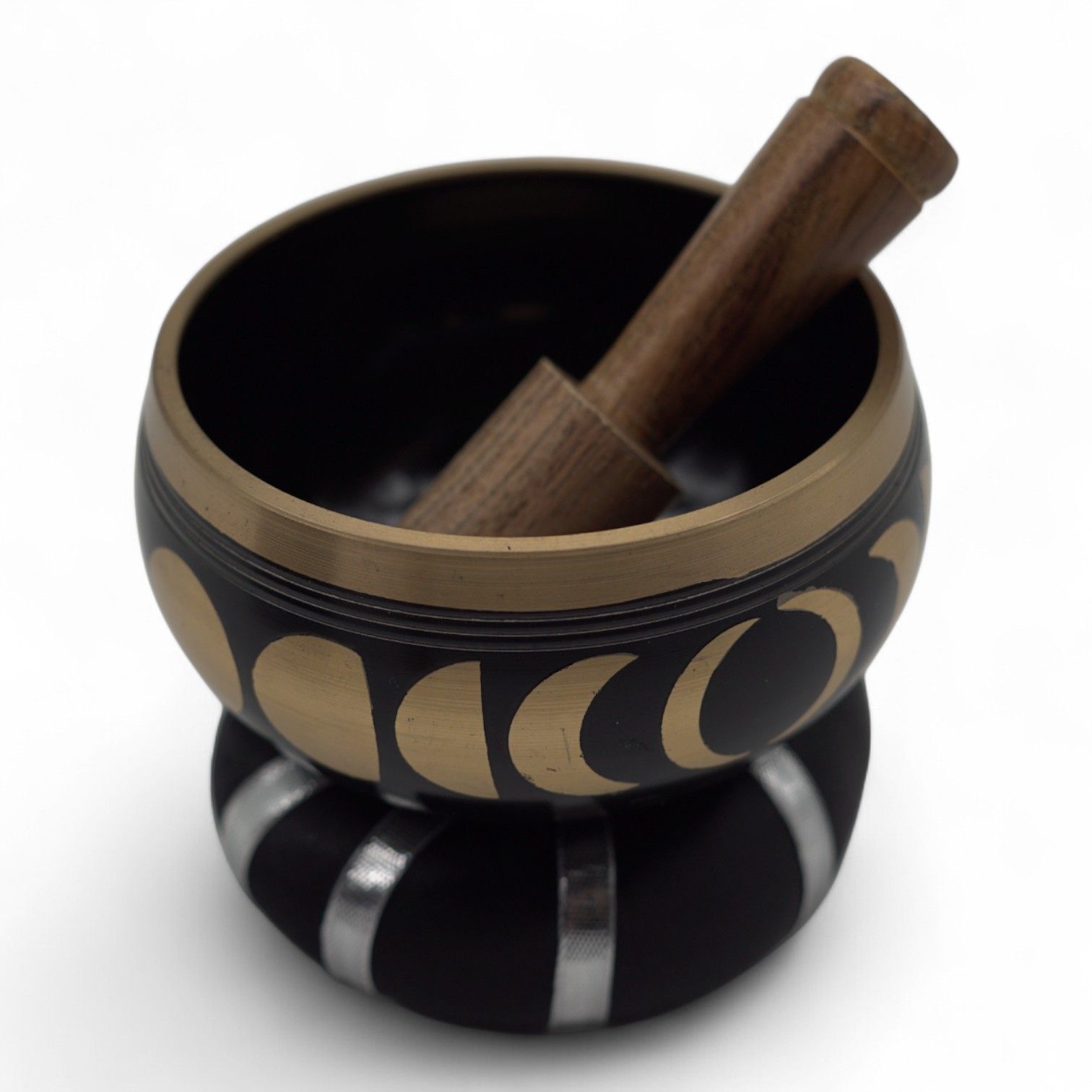 Moon Phase Singing Bowl Set – Black (10.7cm) - Image 3