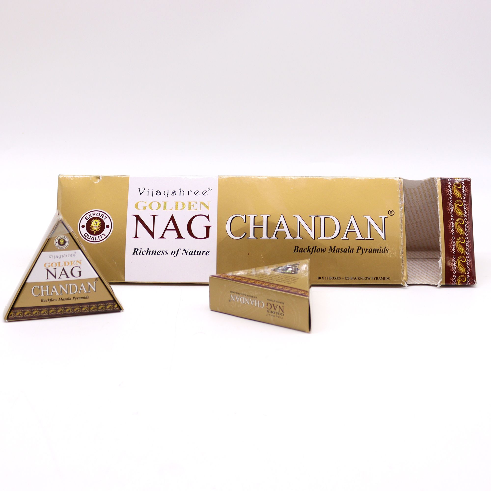 42g Jumbo Golden Nag - Chandan Backflow Incense Cones - Image 3