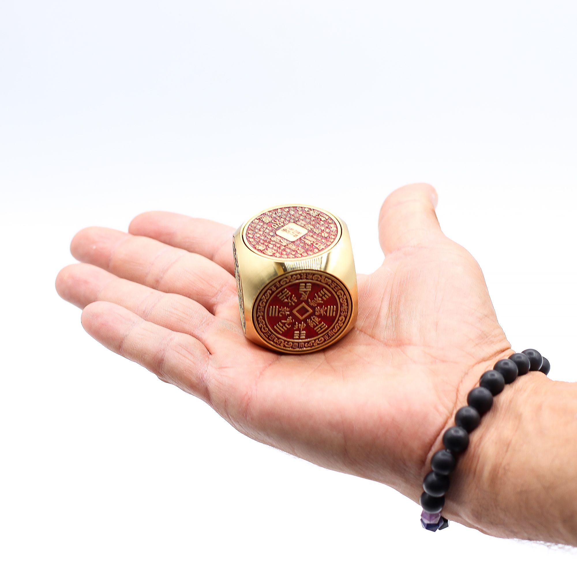 Feng Shui Fortune - Red & Brass Prosperity Cube - Flat - Image 4