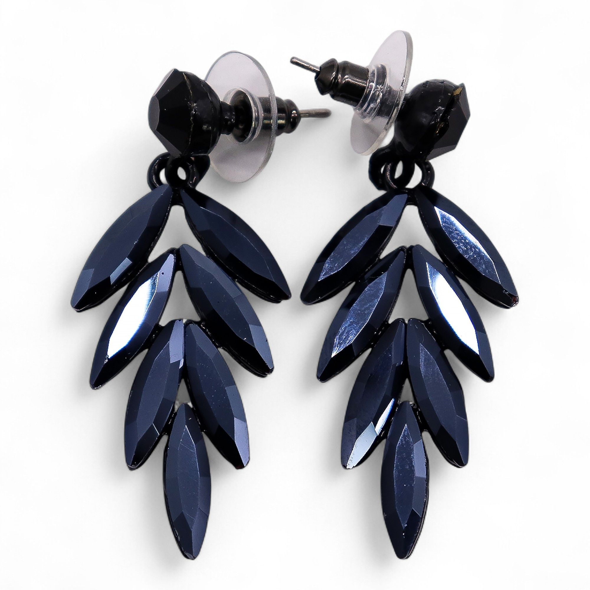 Jet Black - Vintage Glass - Long Drop - Earrings - Image 5