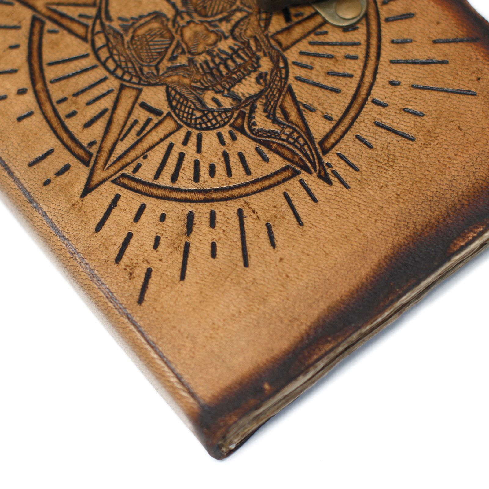 Leather Pentagon & Skull with Burns Detail Notebook (7x5") - Image 5