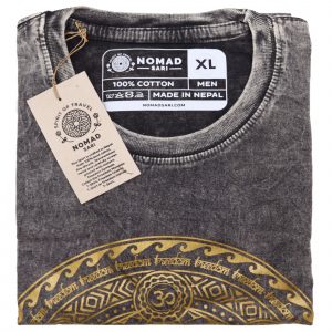 Nomad Sari Stonewashed Cotton T-Shirt – Chakra – Dark Grey – XL